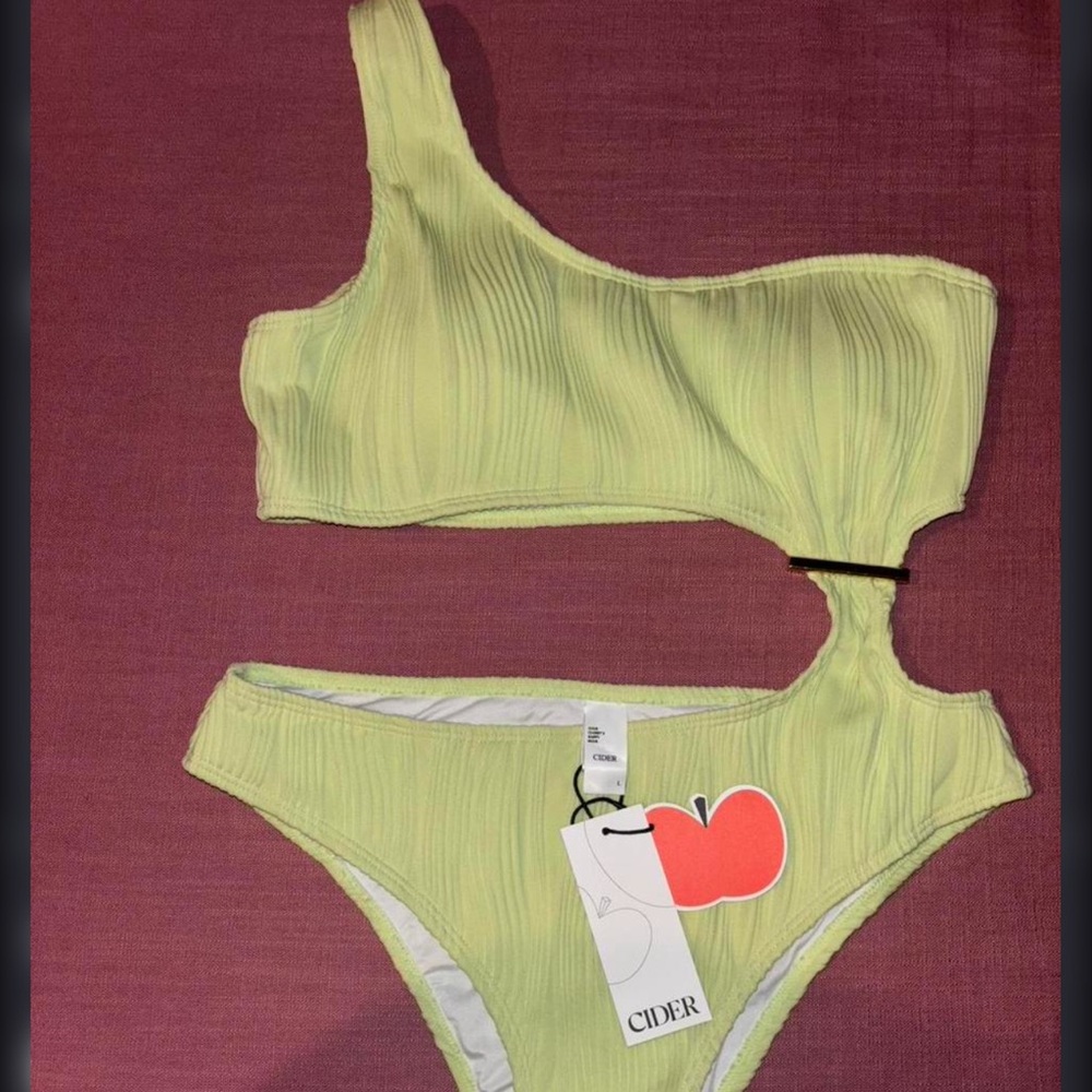 Cider Asymmetrical Light Green Bikini Set